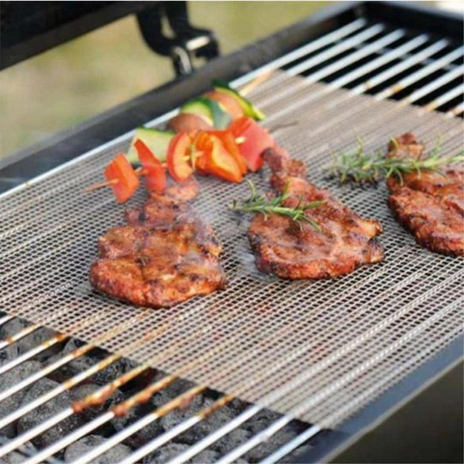 BBQ Grill Net Rectangle Wire Mesh Non-stick Meat Oven Grill Holder