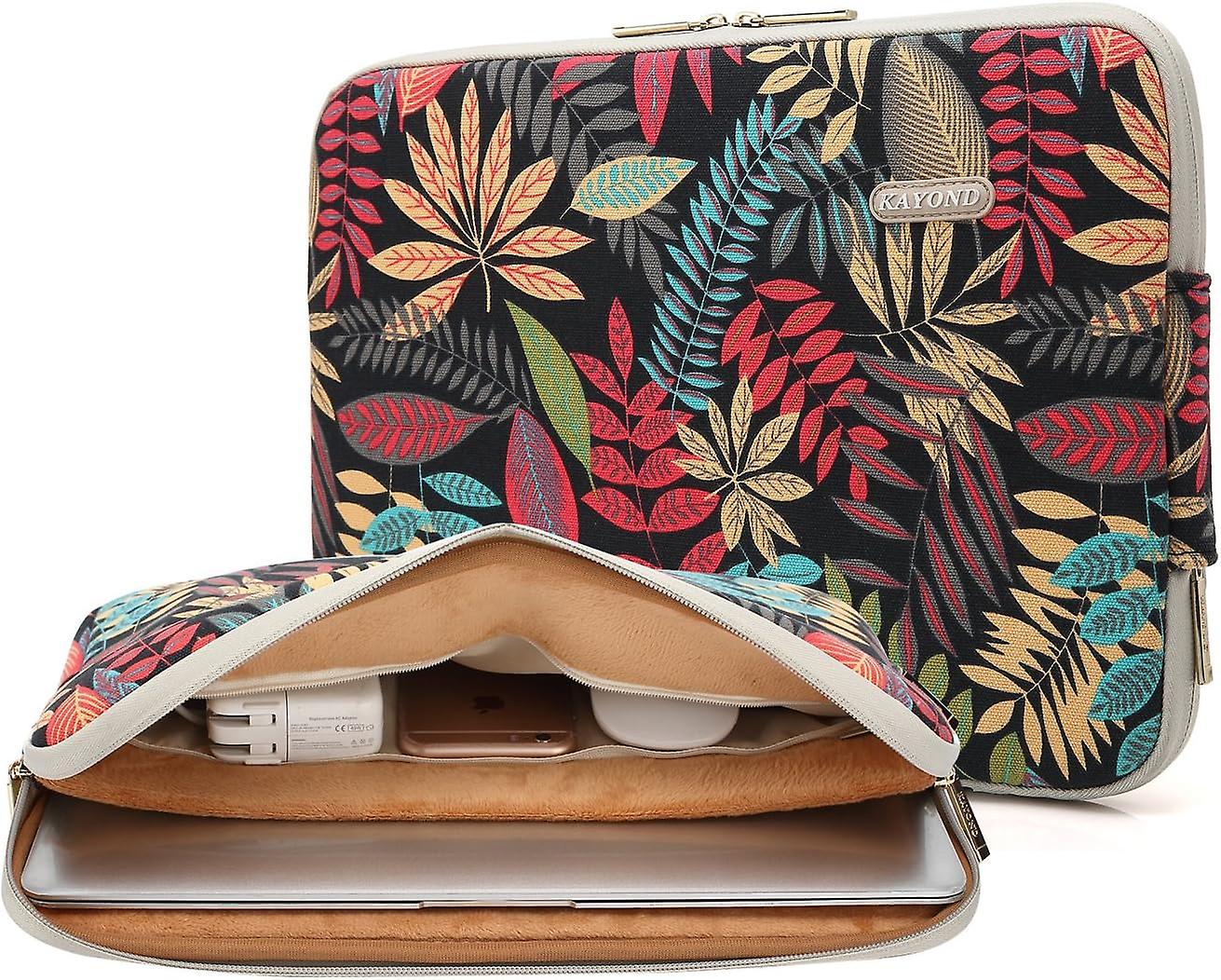 בד עמיד במים עבור תיק שרוול למחשב נייד בגודל 13-13.3 אינץ' (13-13.3 אינץ', שחור סדרת יער)