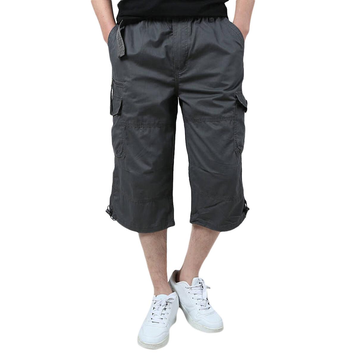 Men's cargo shorts with elastic band, 3/4 Bermuda shorts, men's cargo trousers, summer shorts