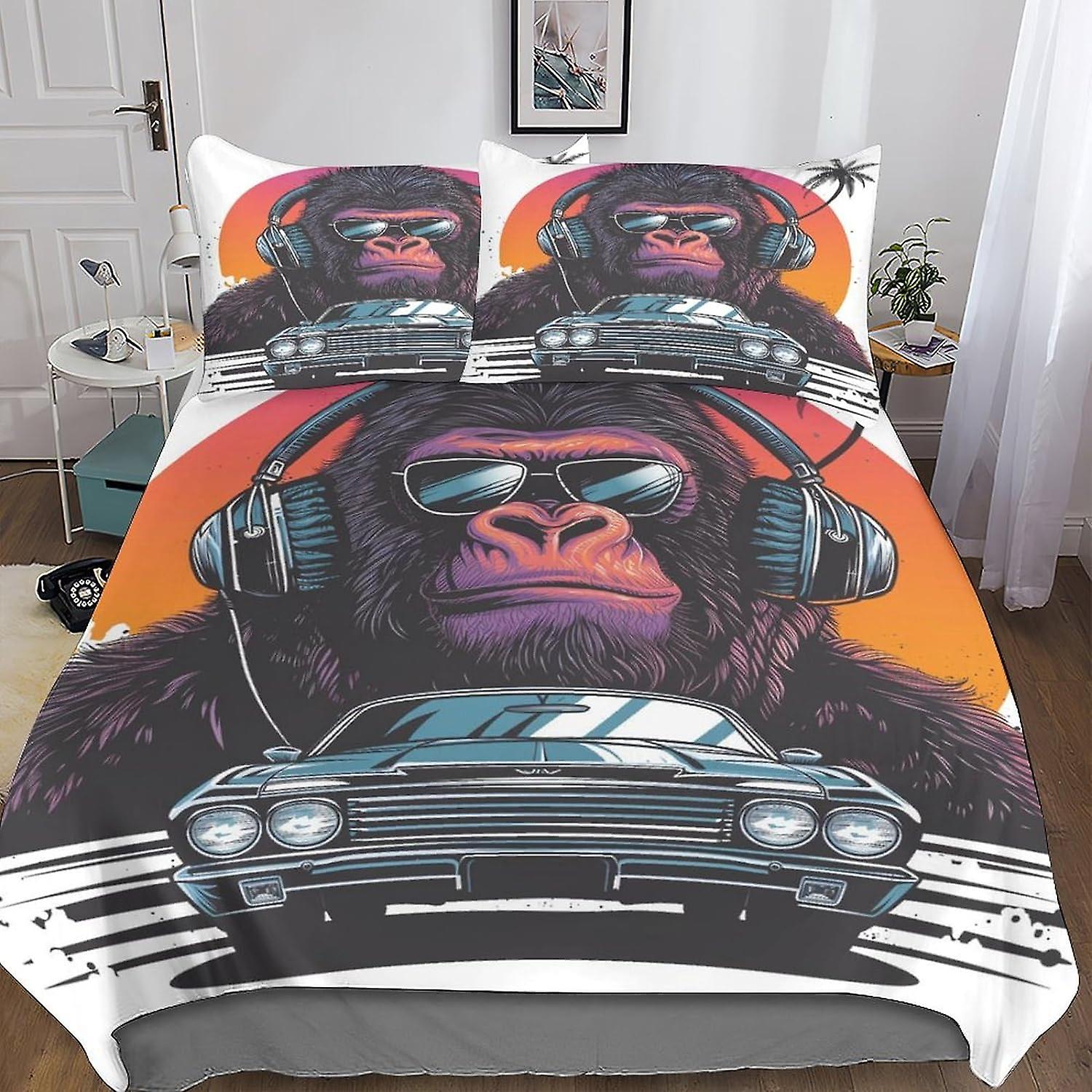 Style Hip Hop Theme 3 Pieces Set Duvet Cover, Bedding Sets Microfiber 3D Print Art Quilt Cover with Pillowcases with Hidden Zipper Closure Comforter C