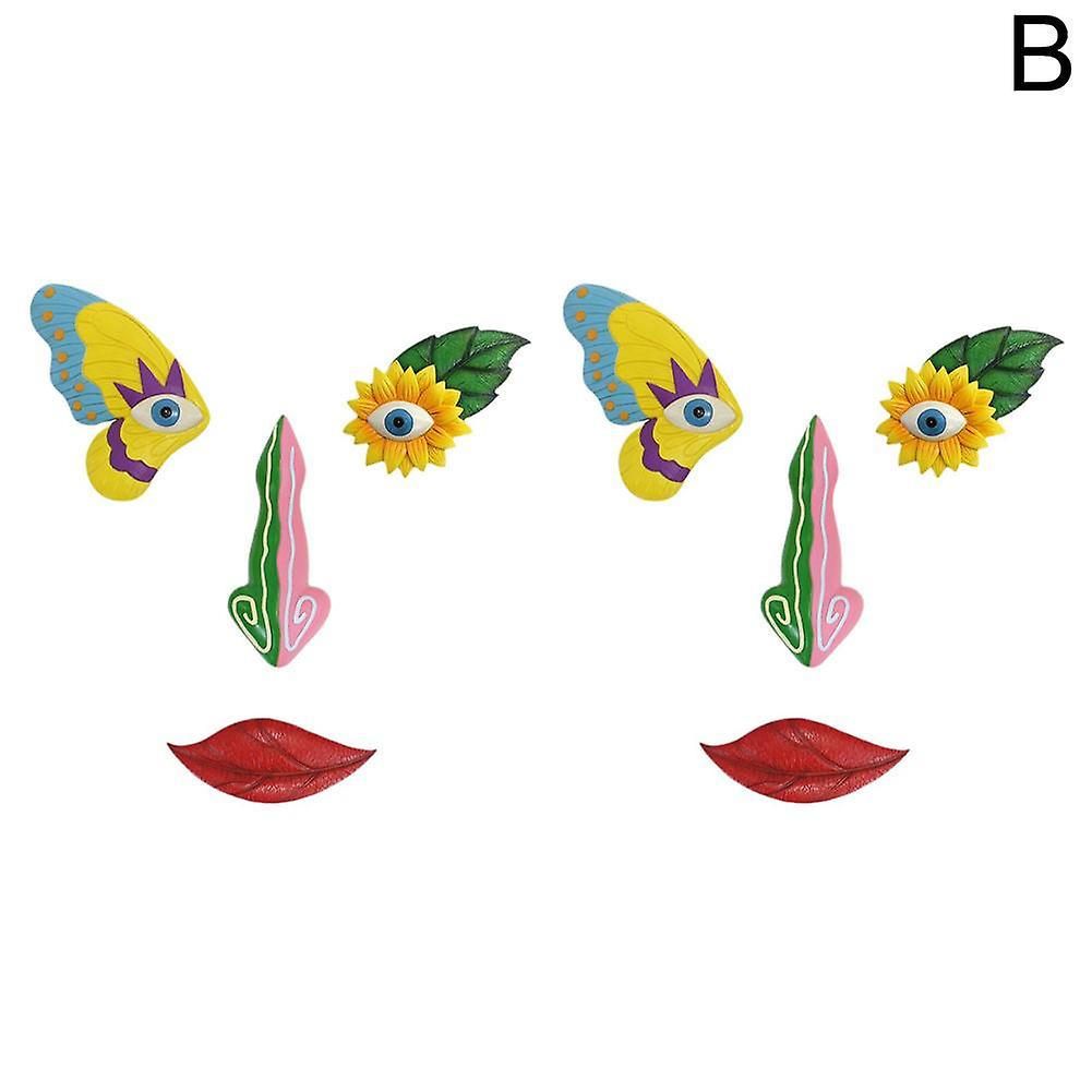 2pcs(B)$Cross-border new colorful butterfly tree face pendant creative facial features tree hanging resin home garden craft ornaments decoration