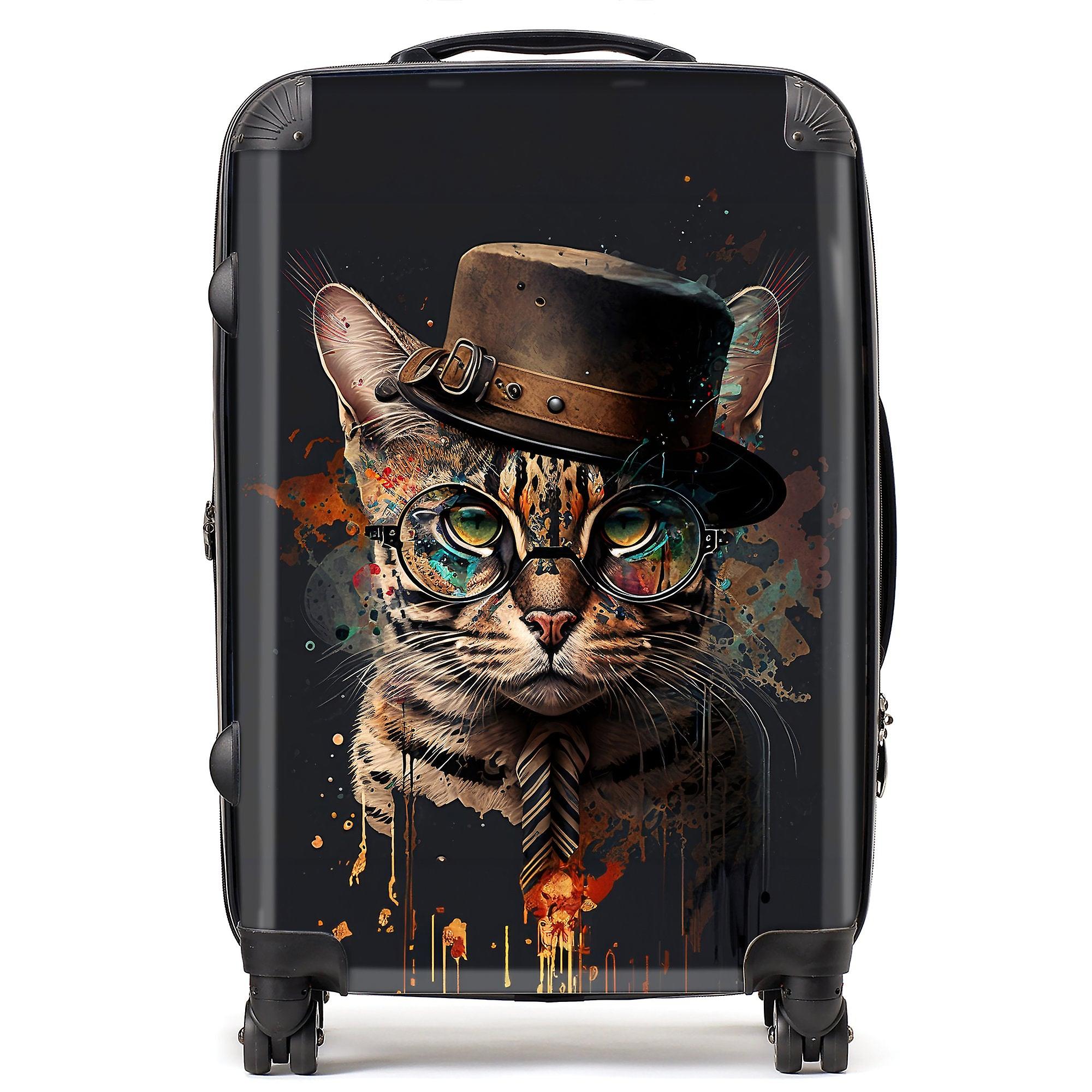 Bengal Cat With Glasses Splashart Suitcase