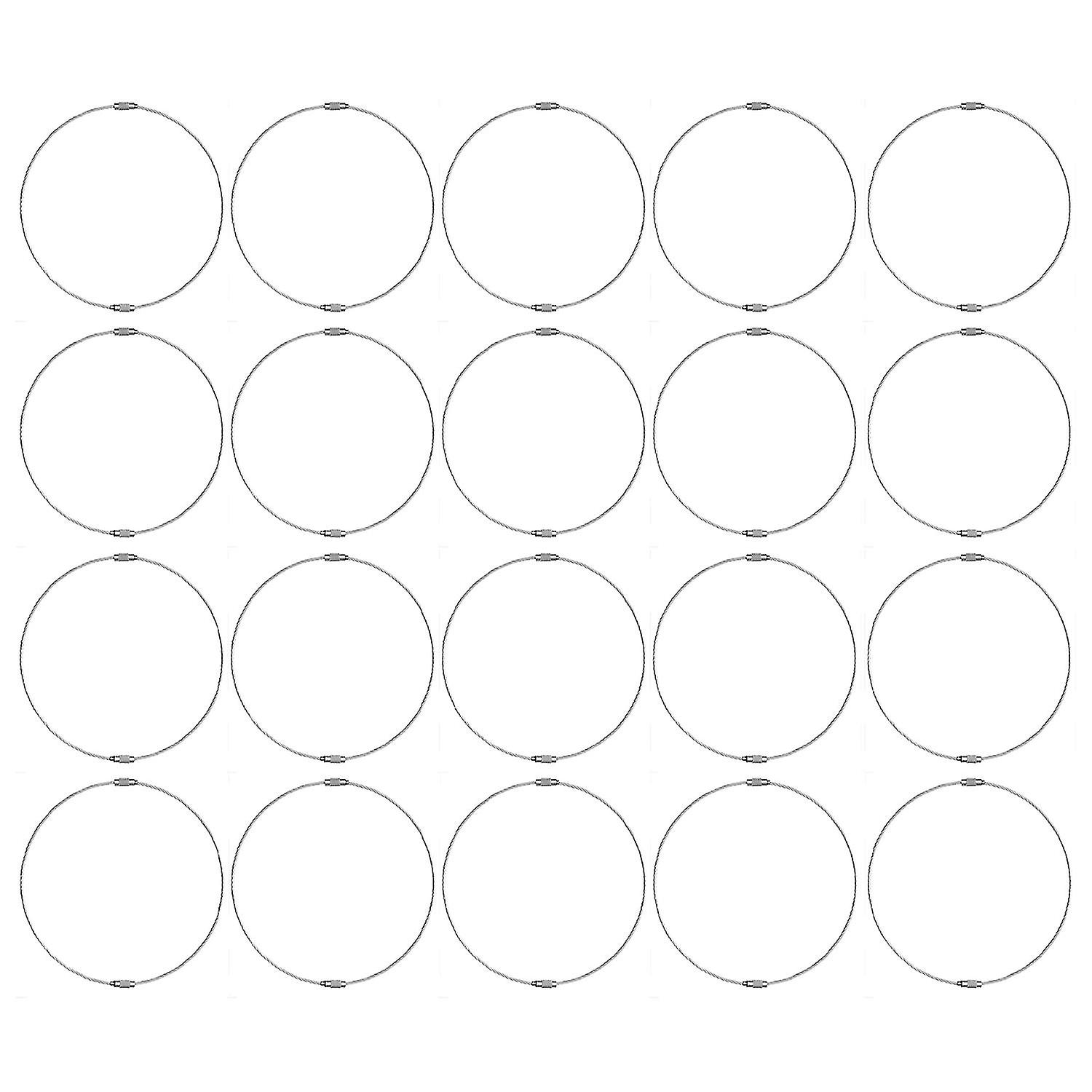10 Inch Wire Keychain Cable Stainless Steel Key Ring Loop Holder, 20 Pack