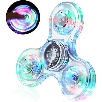Crystal LED Light Fidget Spinner for Kids,LED Light up Fidget Spinner for ToddlersCrystal-White
