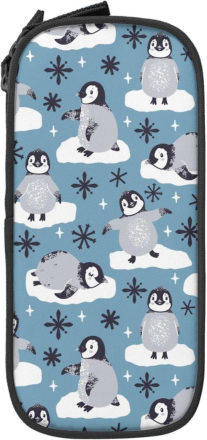 لطيف طيور البطريق رقاقات الثلج مقلمة سعة كبيرة متينة قلم رصاص الحقيبة تخزين حقيبة القلم مع سحاب الحقيبة مربع الحقيبة الثابتة12838