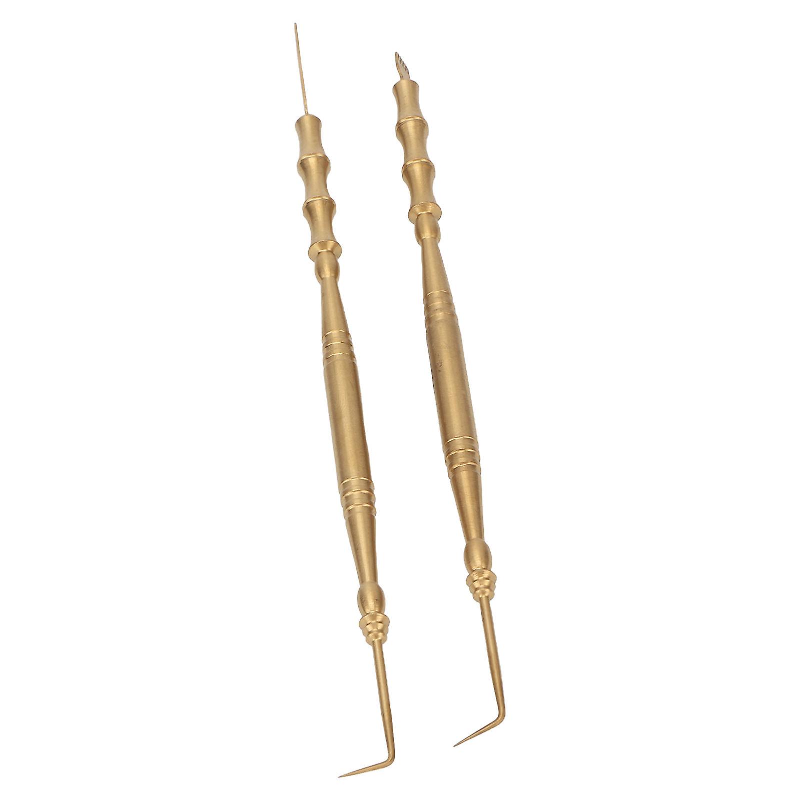 2pcs Eyelash Lift Tool Bamboo Joint Shape Handle Double Head Lash Perm Tool with Comb for Perming Eyelashes Gold 