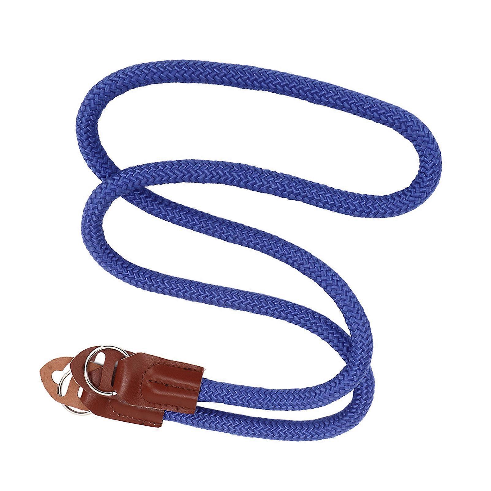 Portable Cowhide Nylon Camera Neck Strap 106cm Blue for DSLR