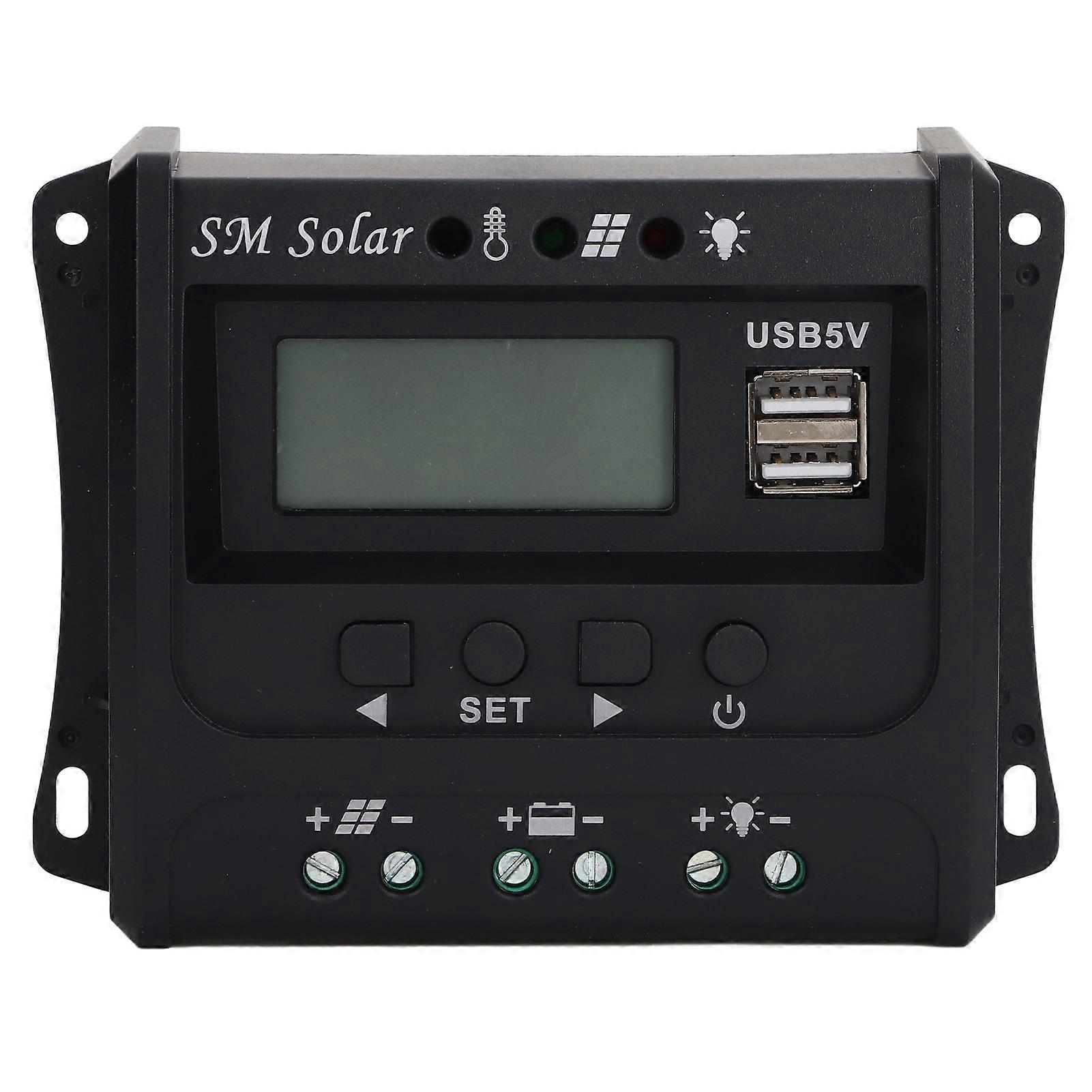 Solar Panel Controller 3 Stage Pwm Charging Intelligent Microcontroller Abs Aluminum Plate 12v 24v Solar Charge Controller Sec20(20a)