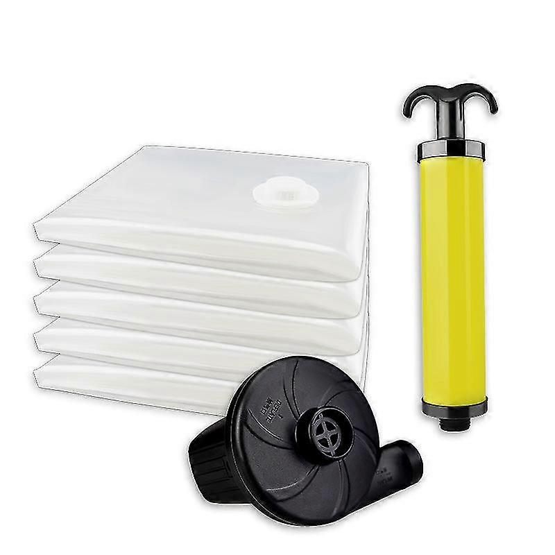 5 Transparent Three-dimensional Large-capacity Vacuum Compression Bags With Hand Pump, Space-saving Dust Bags, Bedding, Pillows, Down Jackets