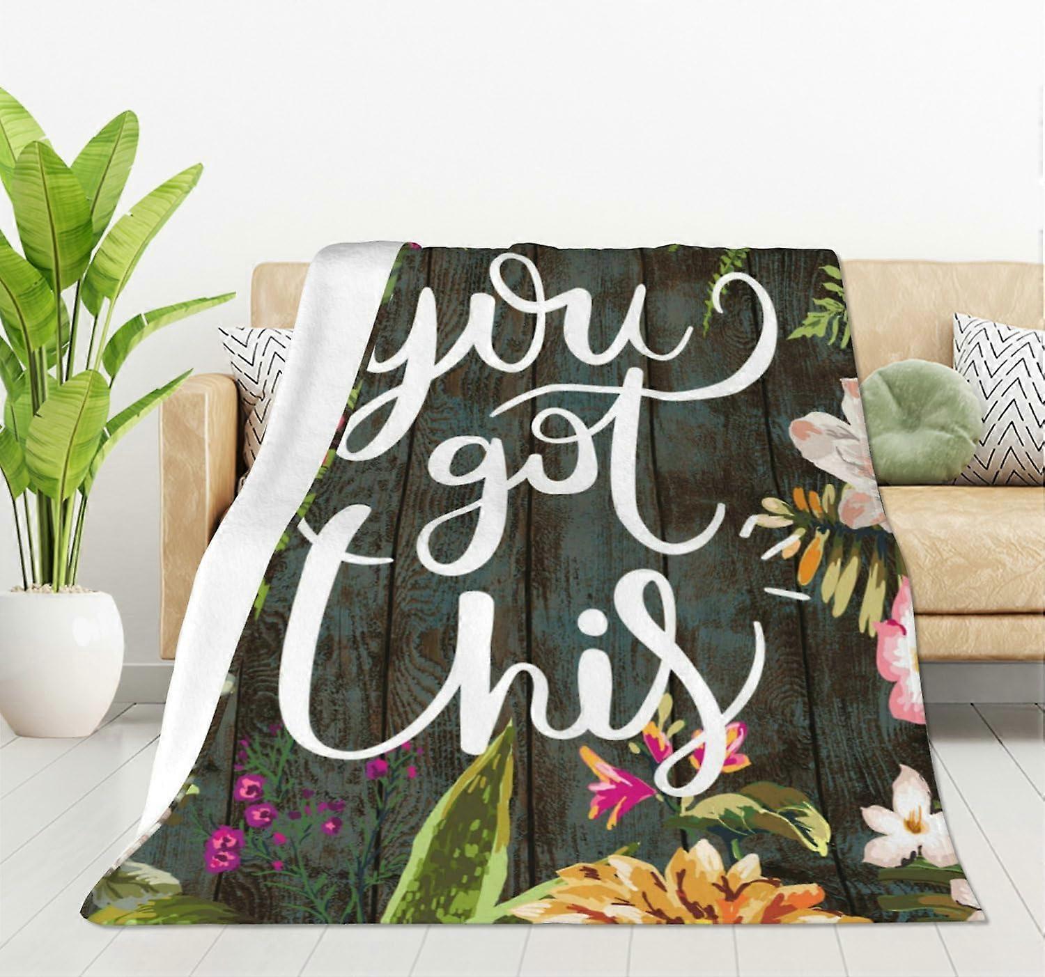 Floral Throw Blanket with Motivating Quote You got This Soft Blankets and Throws 40x50 Inch Caring for Women Men