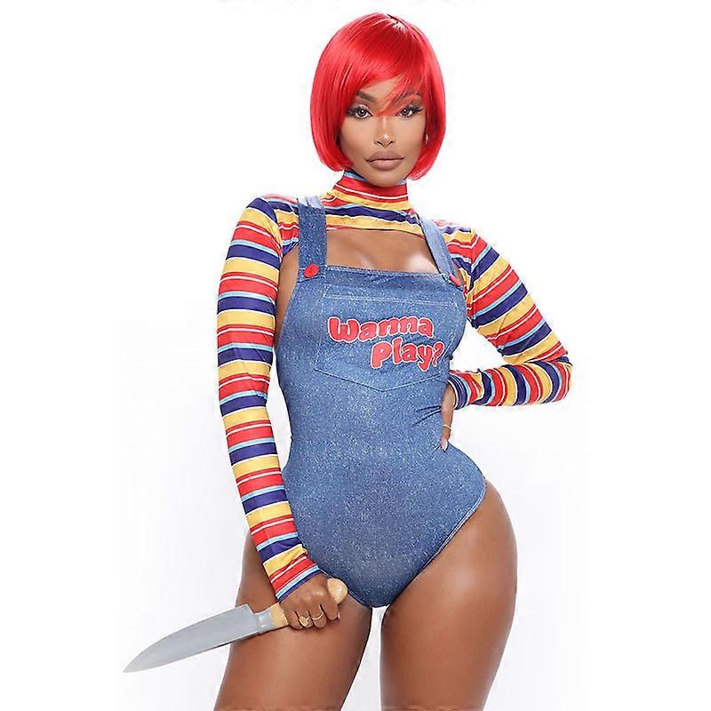 Chucky Cosplay Disfraz Sexy Estampado Body Halloween Fancy Dress
