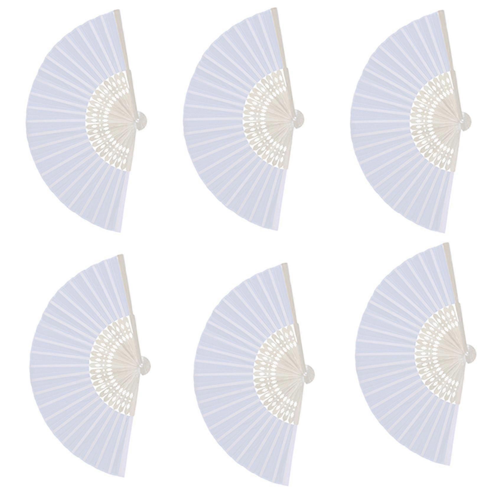 60x Fan In White Silk Fabric + Bamboo With Gift Bag In Muslin For Wedding Personalized Dancing Writ