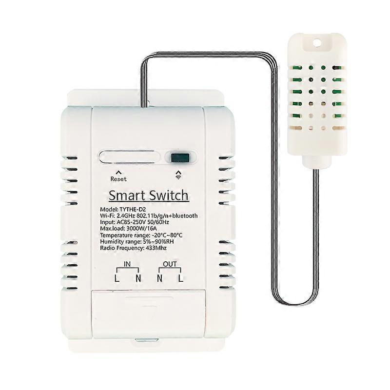 Tuya WIFI Remote Control Smart Switch 16A Temperature & Humidity Monitoring Wireless Control Compatible With Alexa Google Home