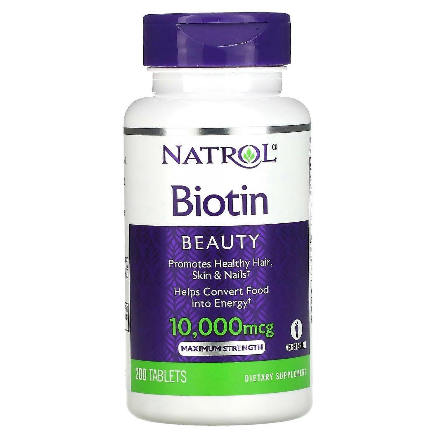 Natrol, Biotin, Maximum Strength, 10,000 mcg, 200 Tablets