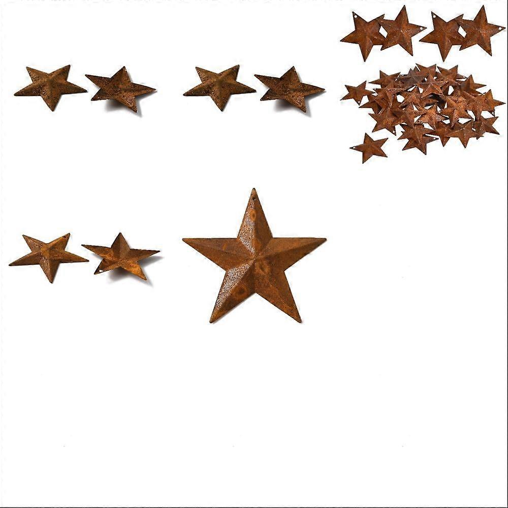 30Pcs 5 Style Rust Iron Pendants Star Sienna 6pcs/style