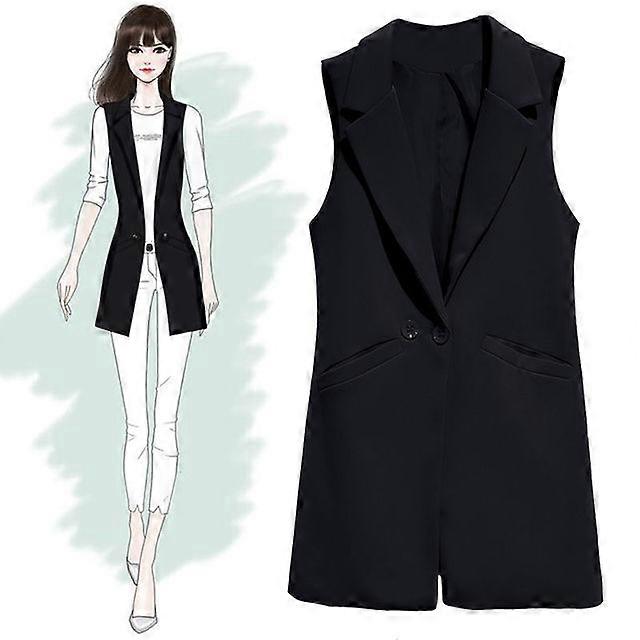 2024 New Spring Autumn Casual Long Blazer Vest Women Sleeveless Jacket Elegant Office Lady Waistcoat Suits  4xl A188