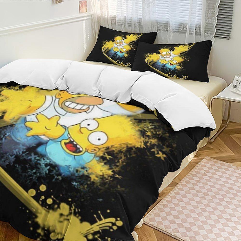 x524 Os Simpsons Conjunto de Cama de 3 Peças Quente e Confortável Conjunto de Capa de Edredom com 1 Capa de Edredom e 2 Fronhas para Quarto b524