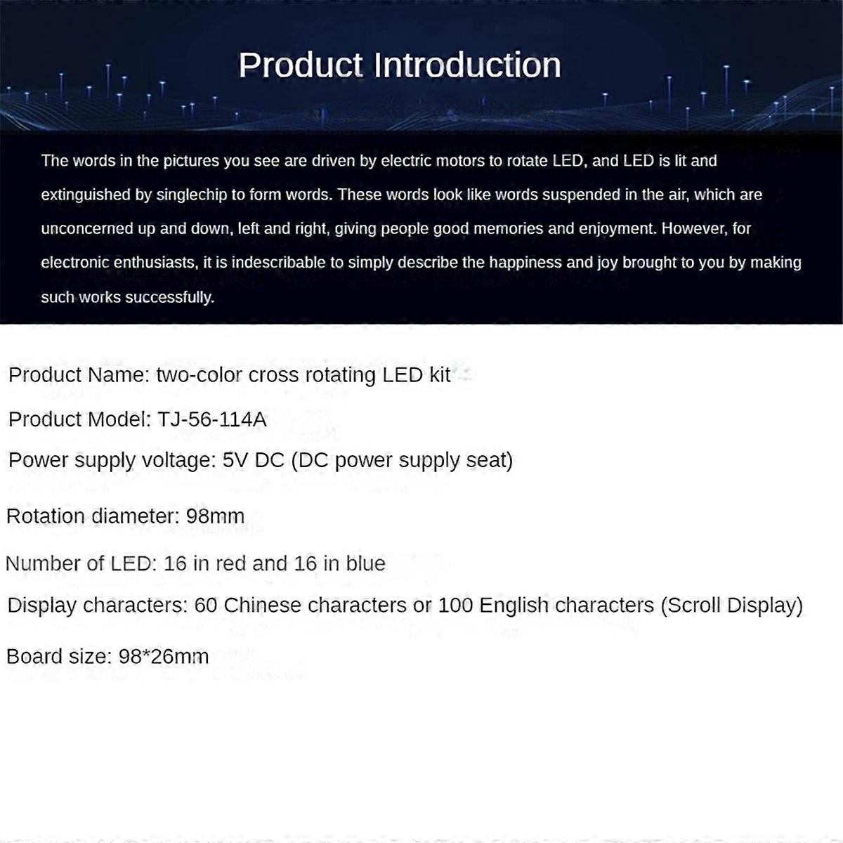 LED Display DIY Kit 51 SCM Dual Color Rotating Welding Spare Parts for Soldering Practice, Kit with