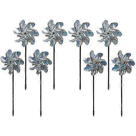 8Pcs Bird Repellent Spinners Sparkly Holographic Pin Wheel Spinners Scare Birds And Pests