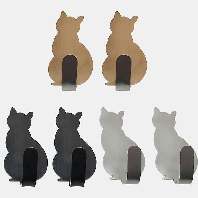 2pcs Self Adhesive Hooks Cat Pattern Storage Holder for Bathroom Kitchen Hanger Stick on Wall