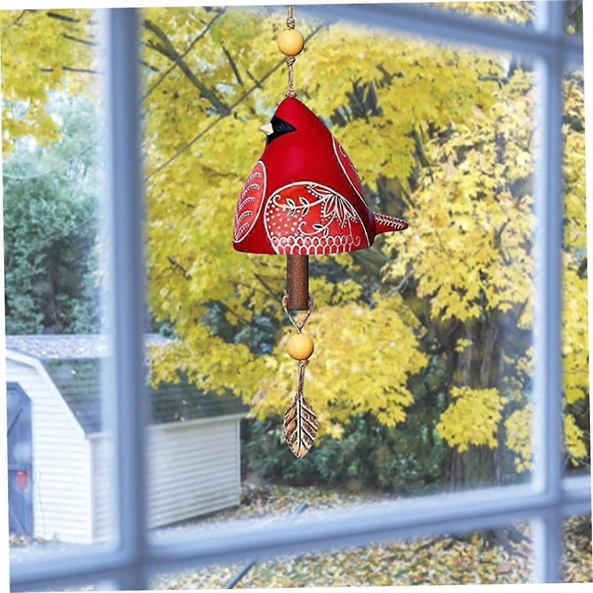 Bird Song Bell Garden Decoration,Hanging Rustic Wind Chime, Pendant Metal Tube Bell Door Bell Penda