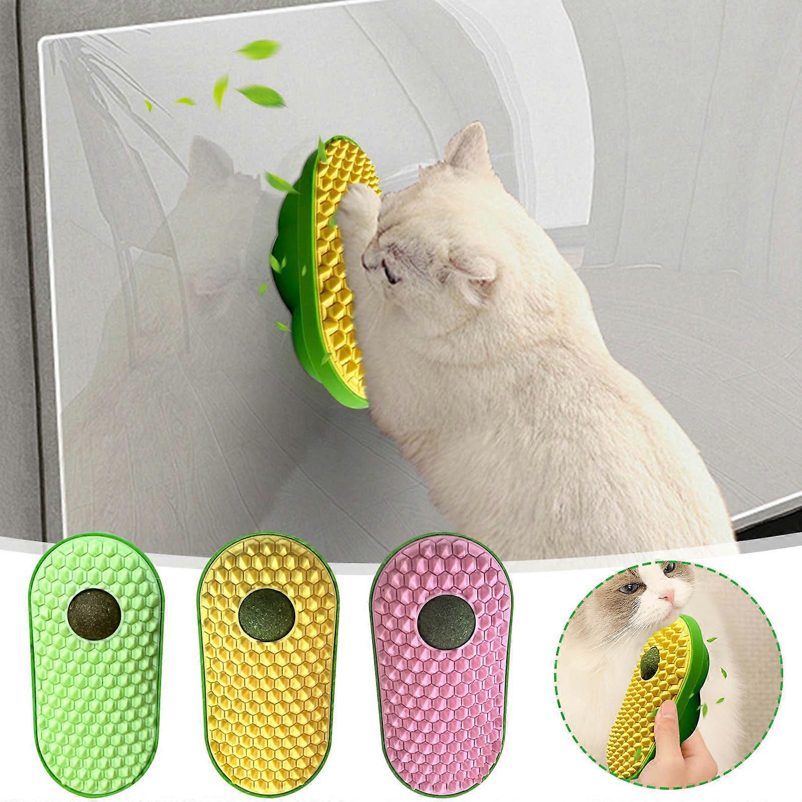 Interactive Catnip Pea Hair Brush Toy, Cat Self-Grooming Scratch Massage Brush, Pet Grooming Catnip Face Brush for Cats