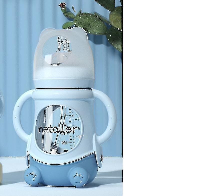 Cute Bear Glass Baby Bottle Silicone Newborn Caliber Big Baby Milk