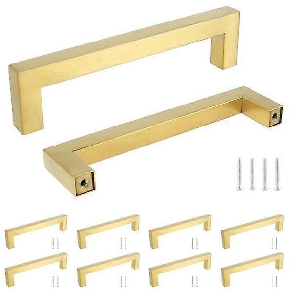 5 Pack Square Cabinet Handles Stainless Steel Gold Cabinet Pulls Plain