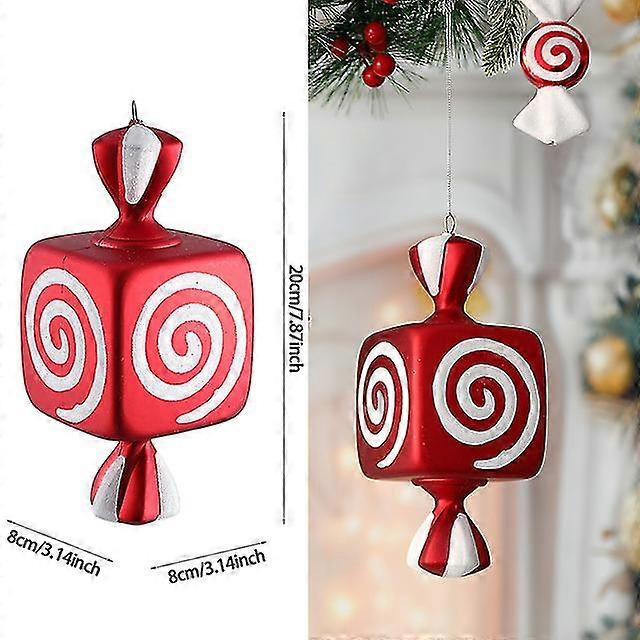 قطعة واحدة من كرات الحلوى المعلقة على شكل عصا حلوى حمراء وبيضاء لتزيين شجرة عيد الميلاد وحفلات المنزل ورأس السنة الجديدة 2024