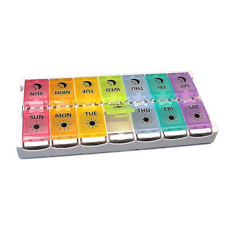 7 Day Pill Organizer 2 Times A Day, Large Capacity Weekly Pill Box