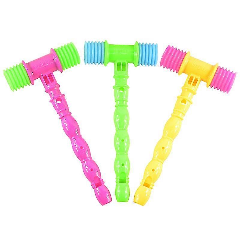 12pcs Hammer Toy Plastic Knocking Hammer Vocal Toy Sound Toy For Kids Children (random Color)