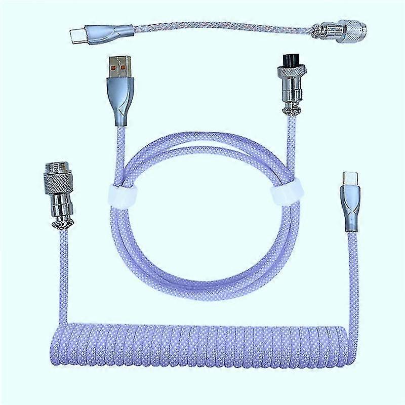 Type-c Usb Mechanical Keyboard Coiled Cable Rgb Light-emitting Cable Airline Cable Mechanical Keybo