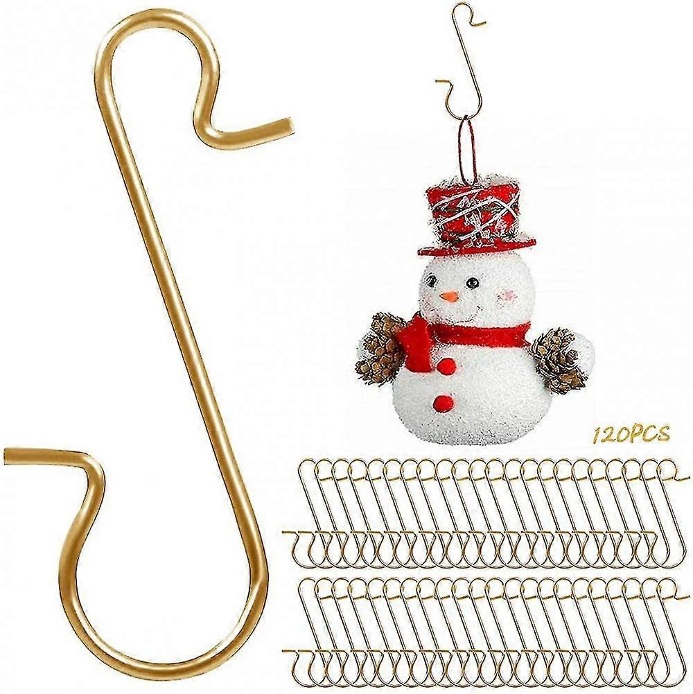 120 Pieces Christmas Tree Hooks, Xmas Small Reusable Steel S-hooks