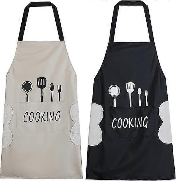 2 Pack Kitchen Apron with Hand Wipe,Water-drop Resistant with 2 P