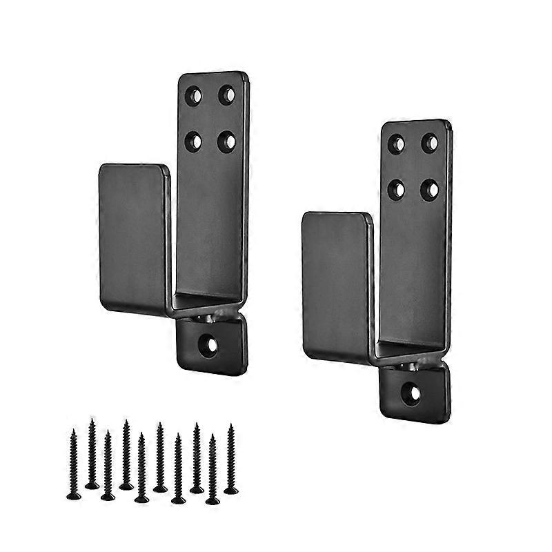 2 Pack Drop Open Bar Holder for Home Security, Bar Brackets Prevent Unauthorized Entry, Carbon Steel,Black
