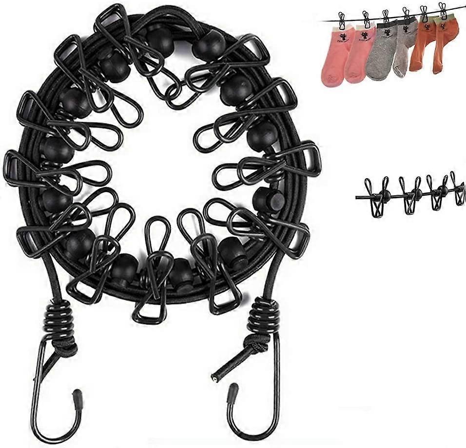 1 Pack Portable Clothesline, with 12 Wire Clips
