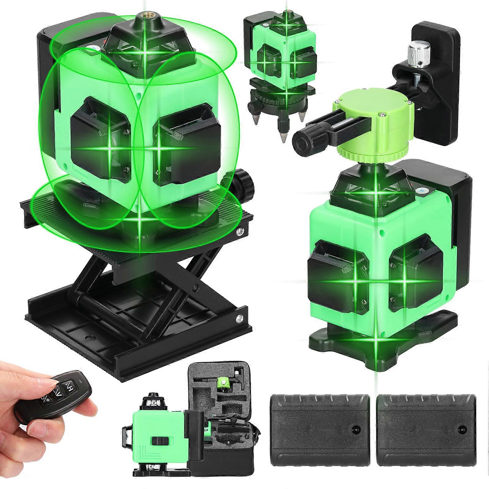 4D 16 Lines Laser Level 3 Self-leveling Machine Rechargeable Battery Leveling Tool Omnidirectional Ground Wall Sticker Tool Set