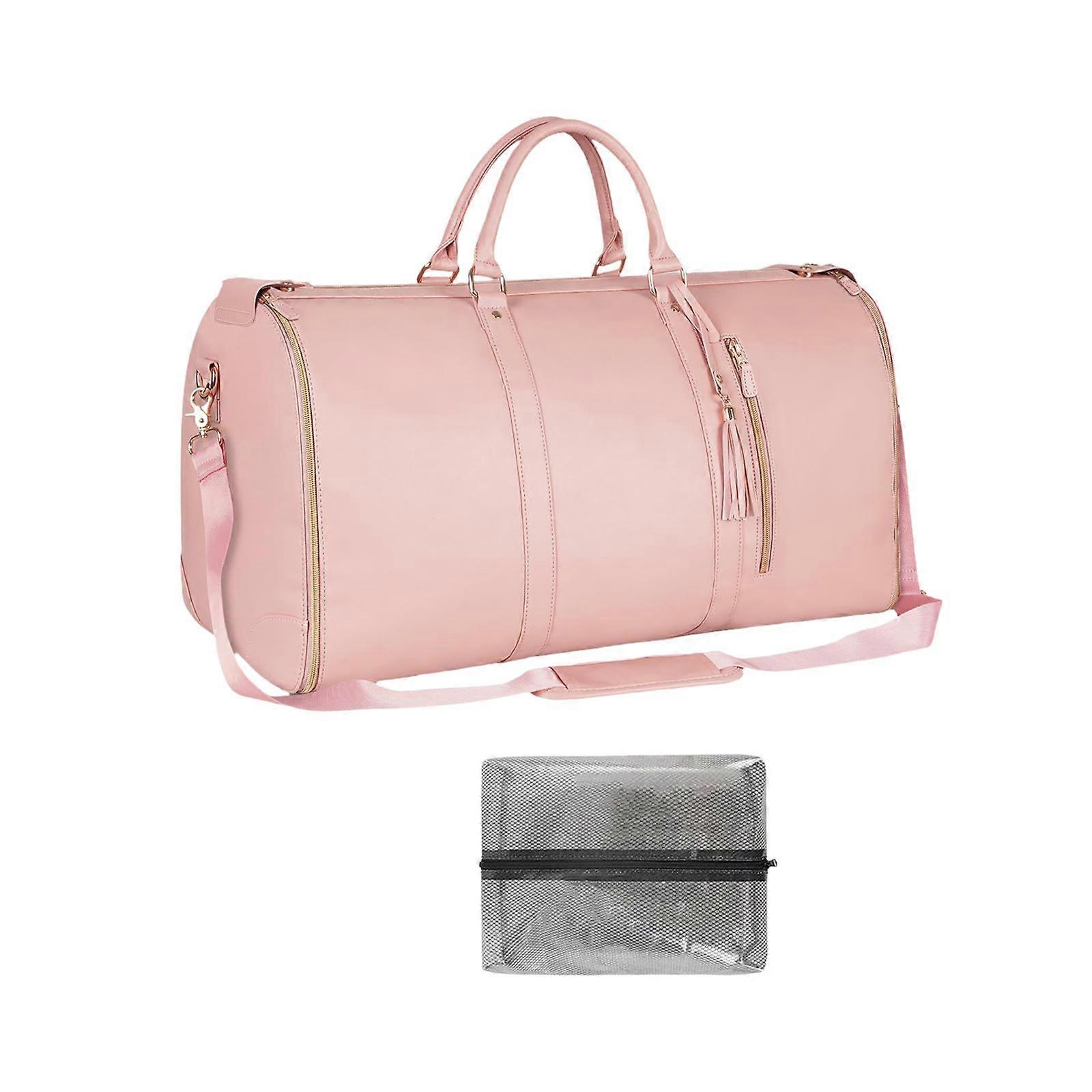 PU læder duffelbag justerbar rem vandtæt multifunktionstaske pink