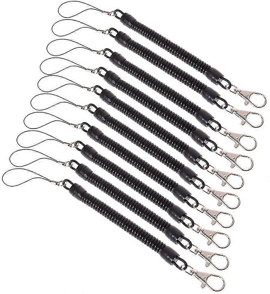 10 Pcs Spring Rope Keychains Black Cord