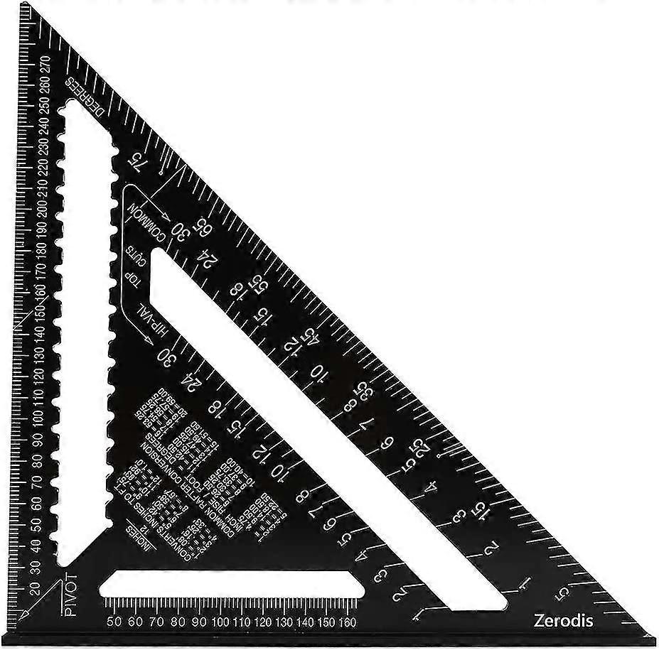 Set Square Triangle Angle Ruler Protractor 12 Inch High Precision Alnium Alloy Measuring Tool, Black