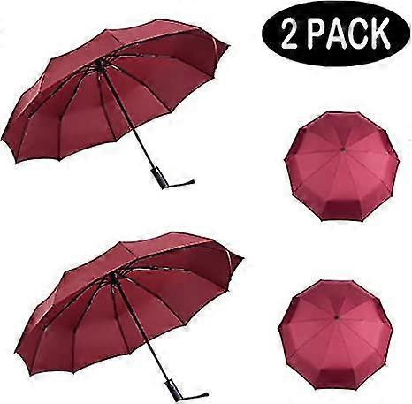 2 Pack Travel Umbrellas Windproof 12 Rib Automatic Opening Foldable Folding Compact Umbrella