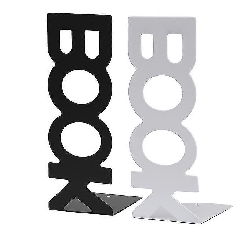 non-slip solid metal vertical bookends for home, office, study and shelves (black)