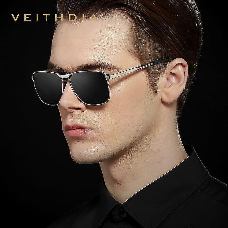 No brand LOGO Customizable men's polarized sunglasses square full frame sunglasses 2462 VEITHDIA gun gray frame + gray lens