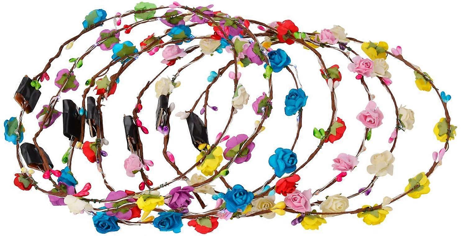 Pack of 10 LED Flower Wreaths, Luminous Flower Headpiece for Party
