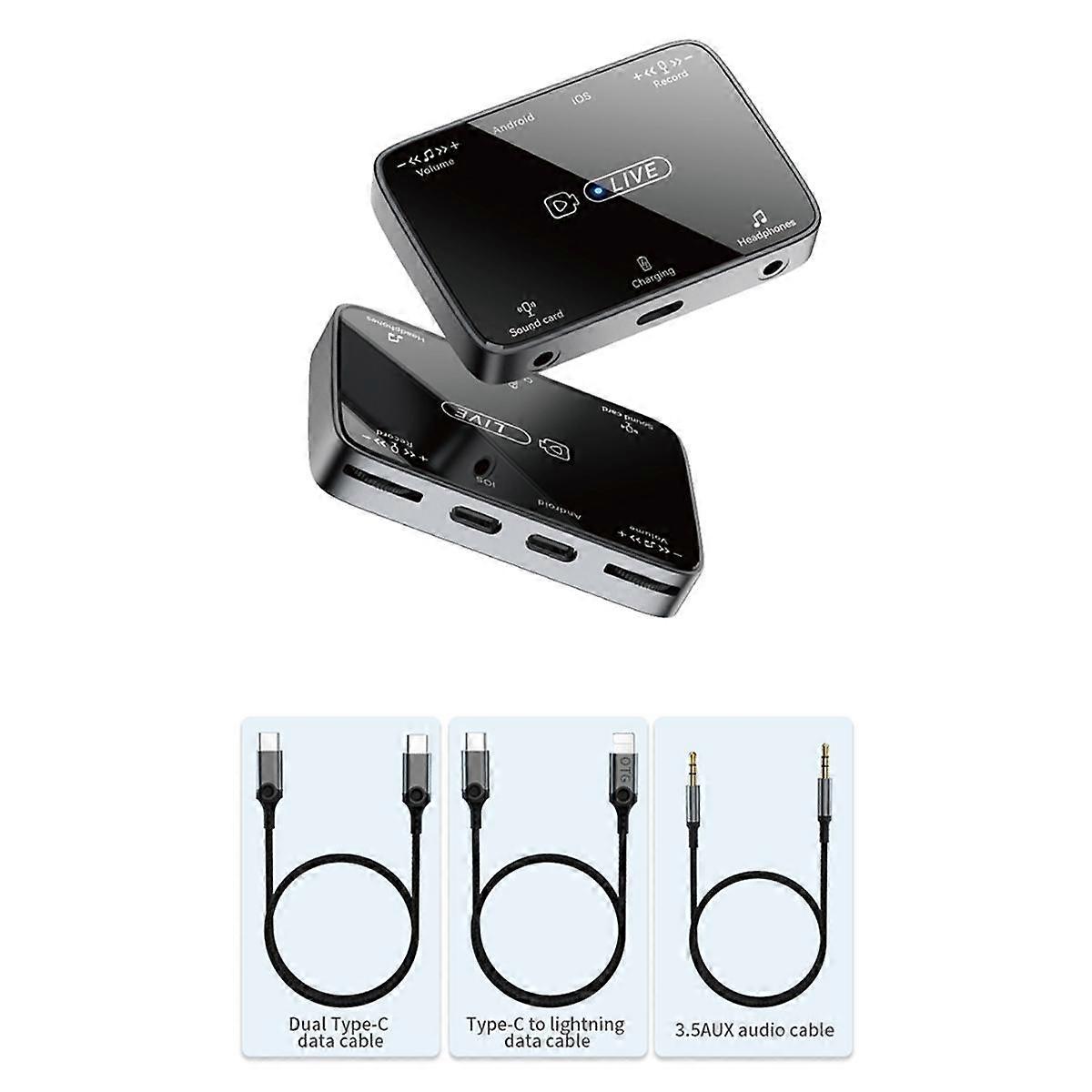 New Suitable for Lighting/TypeC Universal Stereo Live Broadcast Sound Card Adapter Karaoke and Microphone Artifact