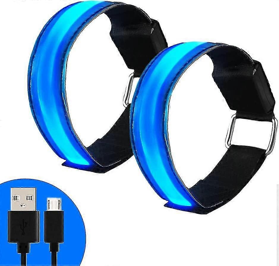 LEDアームバンド、グローブレスレット安全ライトアップスポーツリストバンド足首反射ストリップ、ランナー、ジョギング、犬の散歩のためのLED点滅ランニングライト付き