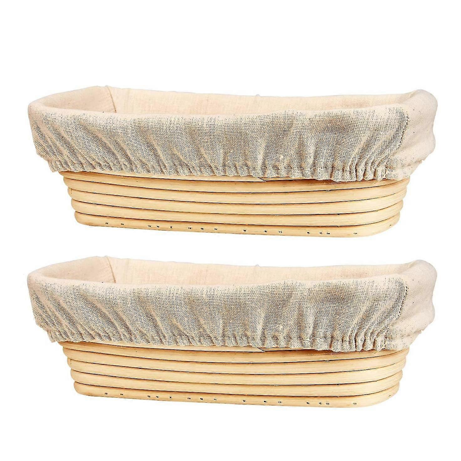 10 Zoll Brot Gärkorb Set von 2 mit Leinen Liner, Oval Banneton