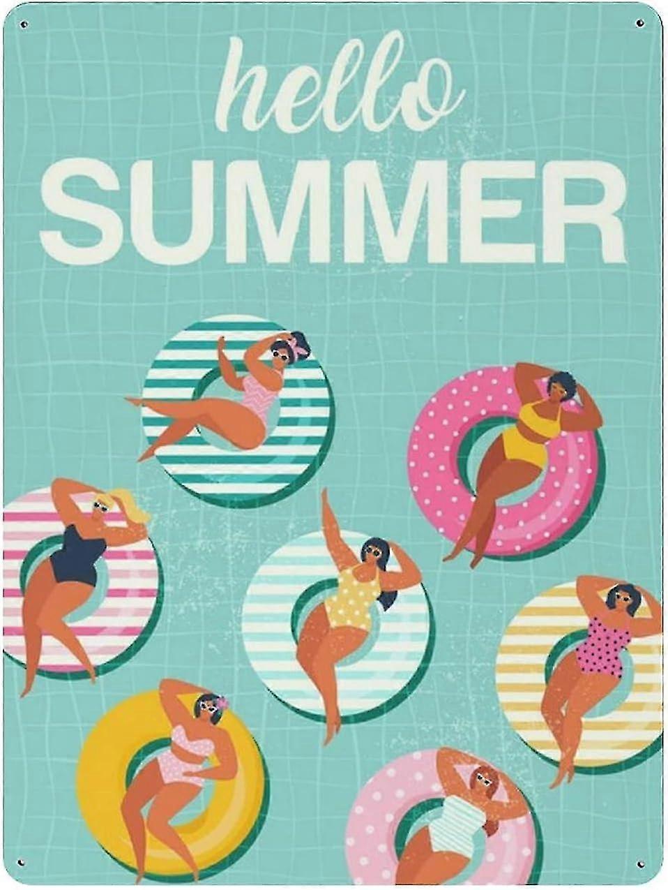Placa de Metal Olá Piscina de Verão Vintage Cartaz de Lata Placa de Metal 8x12 Polegadas OU 12x16 Polegadas Modo