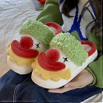 new 2025 winter christmas slippers santa claus fluffy slippers soft warm plush cushion slides men women home cotton slippers