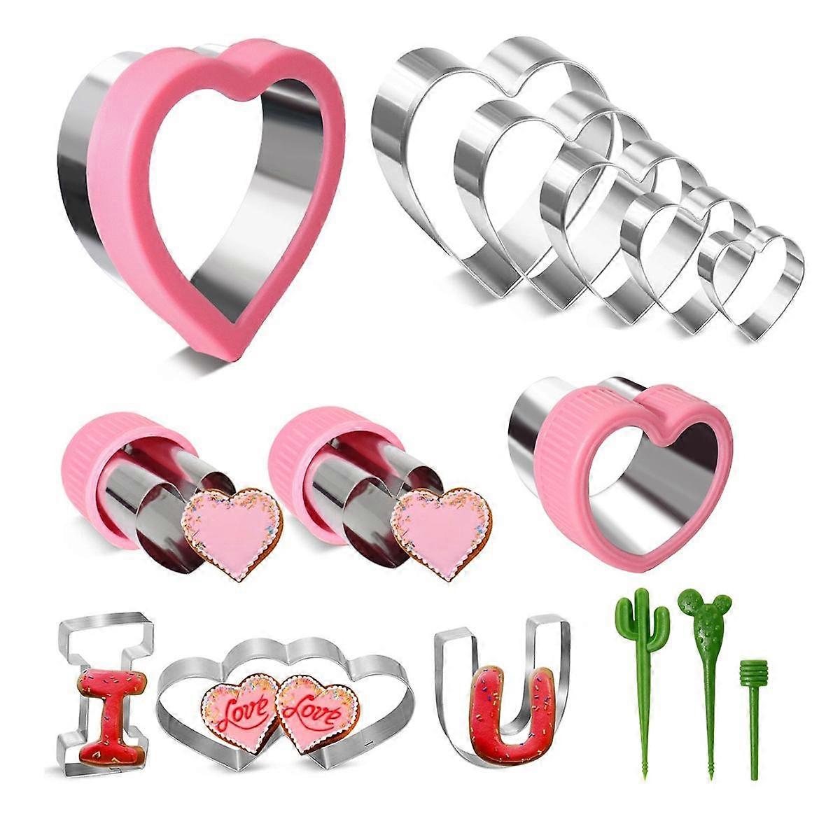 15 Pieces Heart Cookie Cutter Set 9 Sizes Heart Shaped Cookie Cutter, Stainless Steel Valentine Cookie Cutter Set
